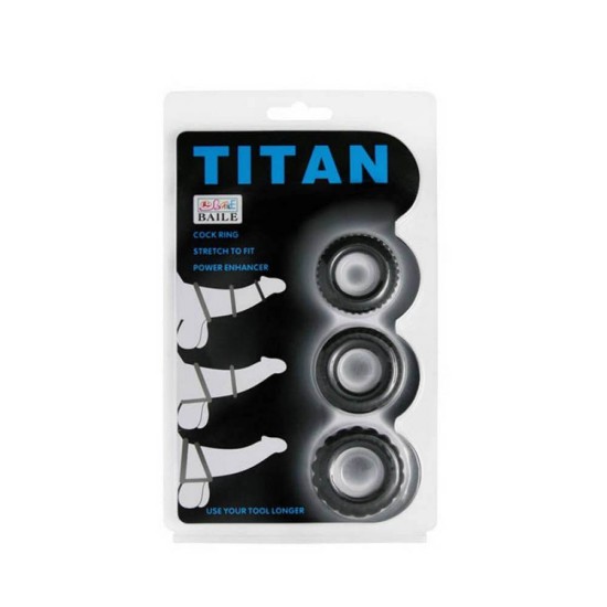 Titan 3 in 1 Silicone Rings Black Sex Toys
