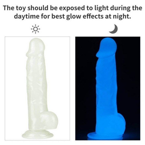 Ομοίωμα Πέους Που Φωσφορίζει - Lumino Play Realistic Dildo Blue 21cm Sex Toys 