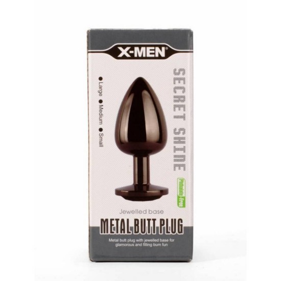 Μεταλλική Τάπα Με Κόσμημα - Secret Shine Metal Butt Plug Gun Metal L Sex Toys 