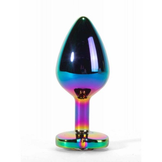 Πολύχρωμη Σφήνα Με Κόσμημα- Secret Shine Metal Butt Plug Rainbowheart L Sex Toys 