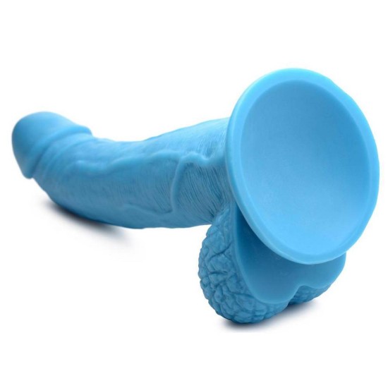 Κυρτό Ρεαλιστικό Πέος - Poppin Dildo With Balls Blue 19cm Sex Toys 