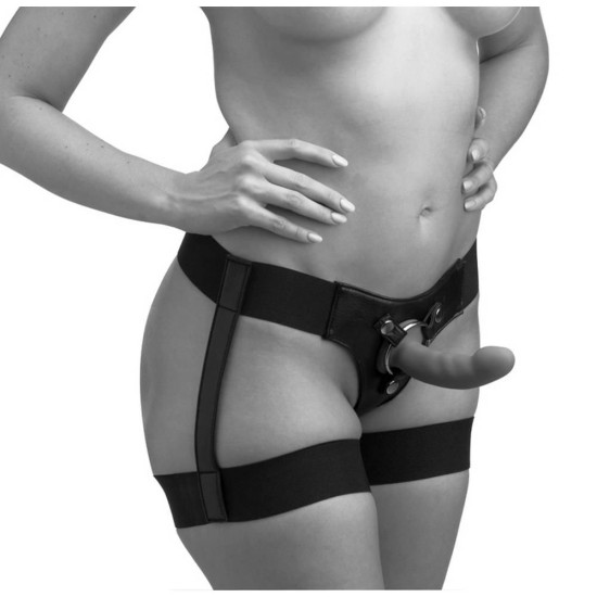 Δερμάτινη Ζώνη Με Ζαρτιέρες - Bardot Garter Belt Style Strap On Harness Sex Toys 