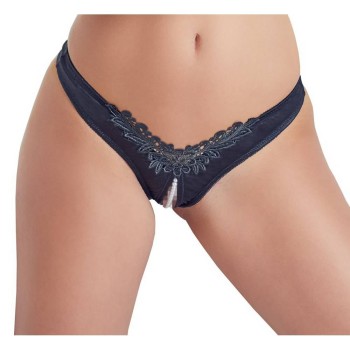 G String With Pearls Black