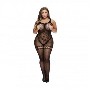 Baci Crotchless Bodystocking With Lace Black