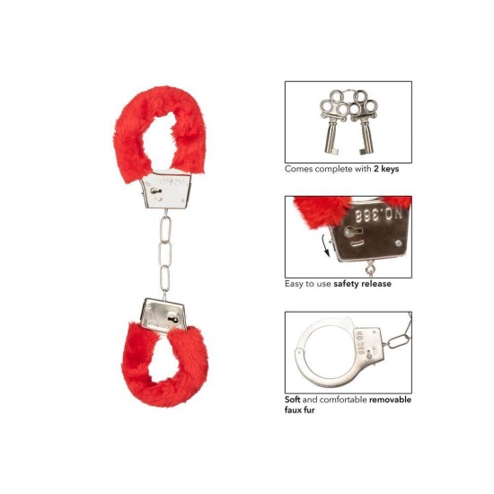 Playfull Furry Cuffs Red Fetish Toys 
