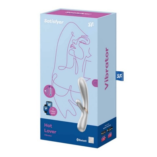 Θερμενόμενος Rabbit Δονητής & Σημείου G - Satisfyer Hot Lover Vibrator Silver Sex Toys 