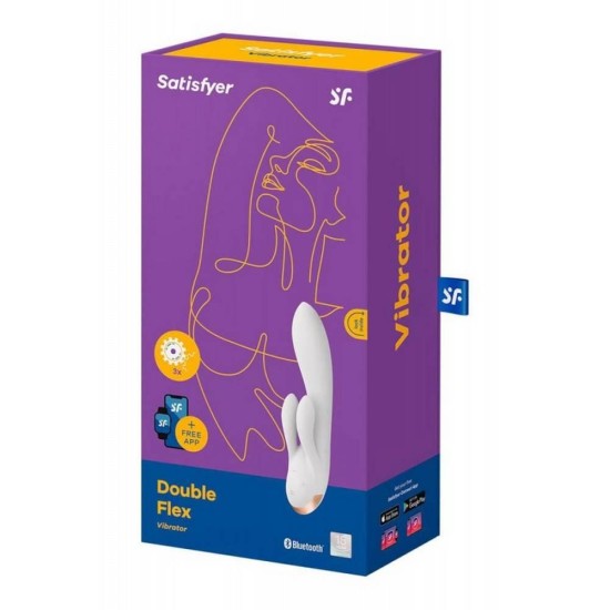 Rabbit Δονητής Με Εφαρμογη - Satisfyer Double Flex Vibrator White Sex Toys 
