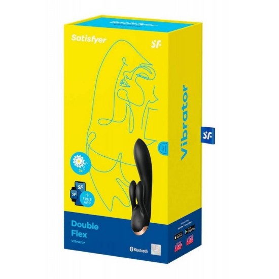 Rabbit Δονητής Με Εφαρμογη - Satisfyer Double Flex Vibrator Black Sex Toys 