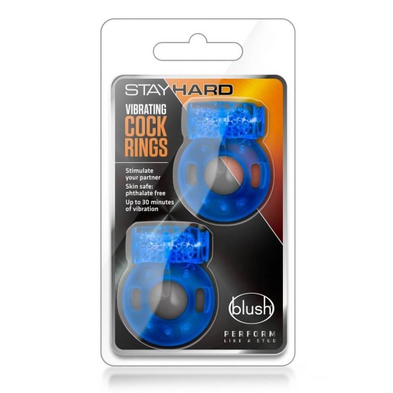 Δαχτυλίδια Με Δόνηση - Stay Hard Cockrings 2 Packs Blue Sex Toys 