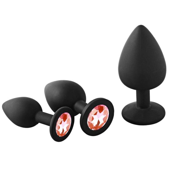 Σφήνες Σιλικόνης Με Κόσμημα - Fantasstic Anal Training Kit Red Stone Sex Toys 