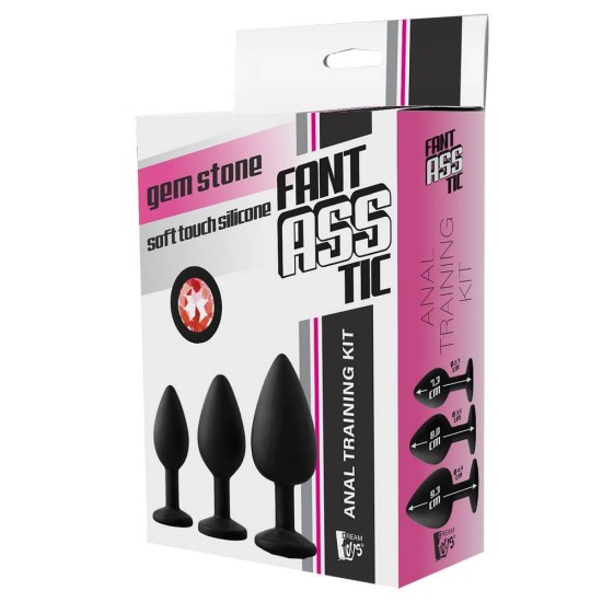 Σφήνες Σιλικόνης Με Κόσμημα - Fantasstic Anal Training Kit Red Stone Sex Toys 