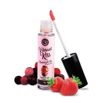 Διεγερτικό Τζελ Με Δόνηση - Vibrant Kiss Lip Gloss Strawberry Gum 6gr