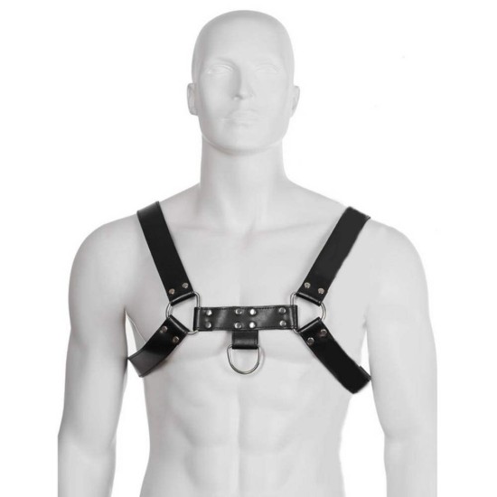 Ανδρικά Δερμάτινα Λουριά Ένδυσης - Leather Body Chain Harness No.3 Black Ερωτικά Εσώρουχα 