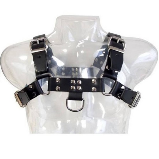Ανδρικά Δερμάτινα Λουριά Ένδυσης - Leather Body Chain Harness No.3 Black Ερωτικά Εσώρουχα 