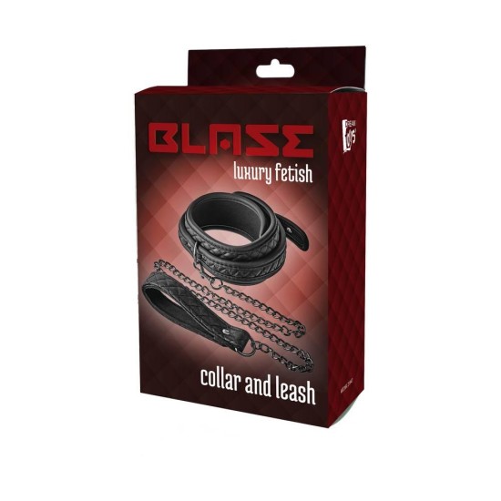 Blaze Collar & Leash Diamond Black Fetish Toys 