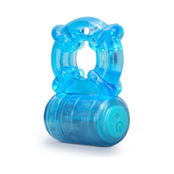 Rechargeable 5 Function Cock Ring Blue
