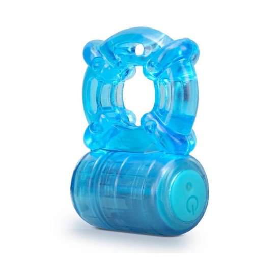 Rechargeable 5 Function Cock Ring Blue Sex Toys