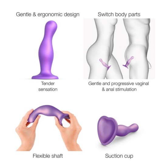 Απαλό Ομοίωμα Σιλικόνης - Dildo Plug Curvy Metallic Purple Small Sex Toys 
