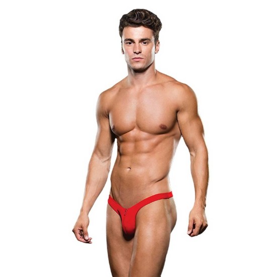 Microfiber Lowrise Zip Thong Red Sexy Presents 