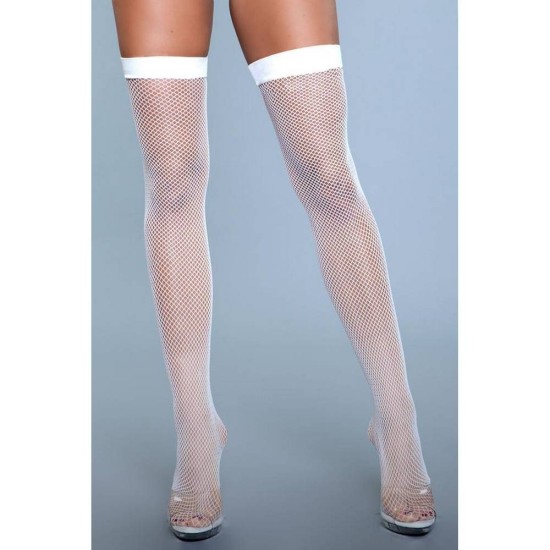 Kάλτσες Άσπρες Δίχτυ - Great Catch Fishnet Backseam Stockings White Ερωτικά Εσώρουχα 