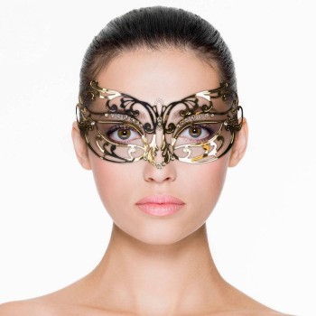 Μεταλλική Μάσκα Με Στρας - Metal Mask Open Lace Gold