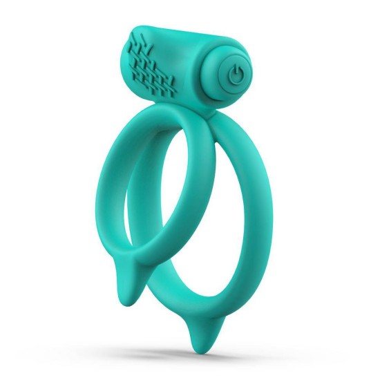 Bcharmed Basic Plus Dual Vibrating Cock Ring Teal Sex Toys