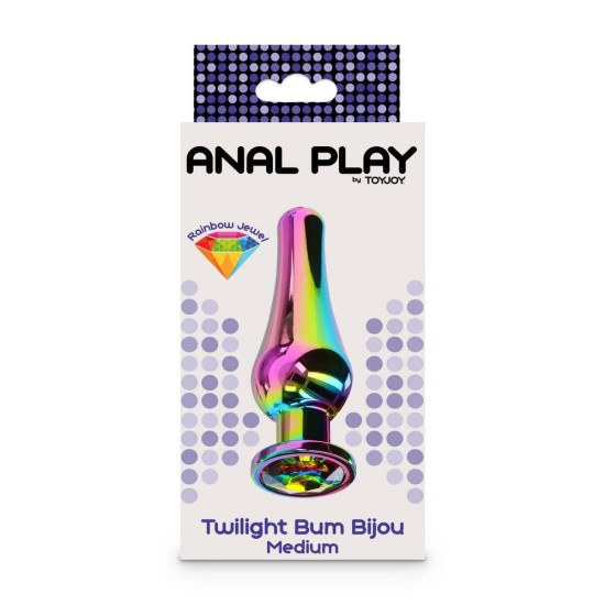 Πολύχρωμη Μεταλλική Σφήνα Με Κόσμημα - Twilight Bum Bijou Medium 11cm Sex Toys 