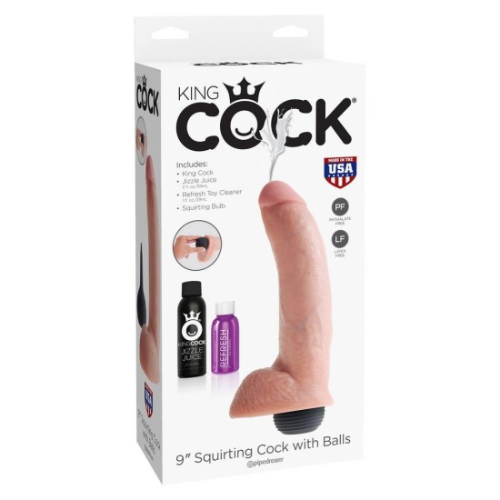 Ομοίωμα Εκσπερμάτισης - King Cock Squirting Dildo Beige 23cm Sex Toys 