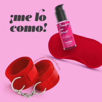Me Lo Como Handcuffs With Satin Blindfold & Kissable Lubricant