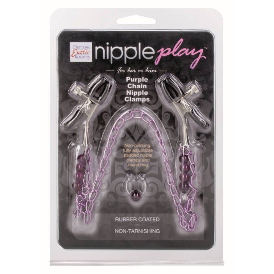 Σφιγκτήρες Θηλών Με Αλυσίδα - Purple Chain Nipple Clamps Fetish Toys 