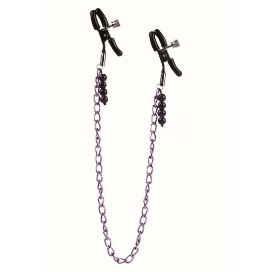 Σφιγκτήρες Θηλών Με Αλυσίδα - Purple Chain Nipple Clamps Fetish Toys 