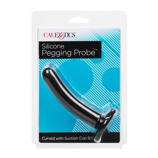 Silicone Pegging Curved Probe Black Sex Toys