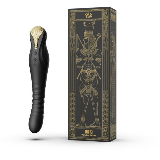 Πολυτελής Δονητής Με Κίνηση - King Vibrating Thruster Obsidian Black Sex Toys 