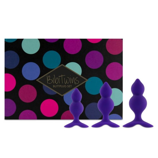 Σετ Πρωκτικές Τάπες - Feelztoys Bibi Twin Butt Plug Set 3 Pcs Purple Sex Toys 