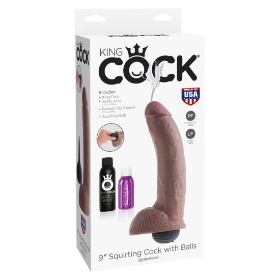 Ομοίωμα Εκσπερμάτισης - King Cock Squirting Dildo Brown 23cm Sex Toys 