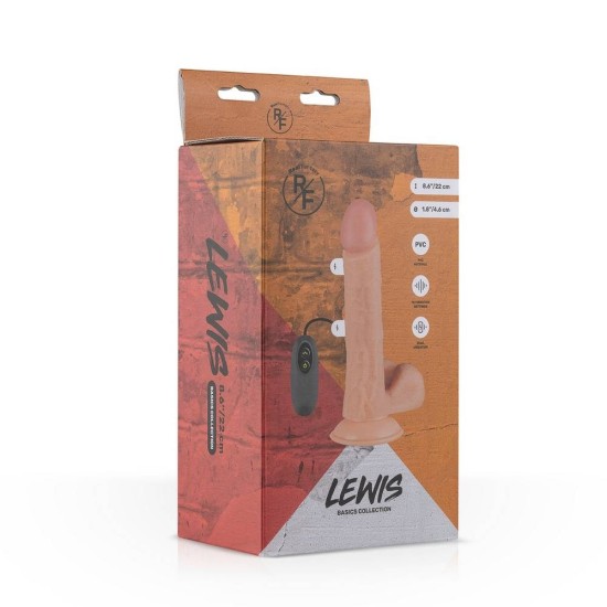 Επαναφορτιζόμενος Δονητής 10 Ταχυτήτων - Lewis Realistic Vibrator Flesh 22cm Sex Toys 