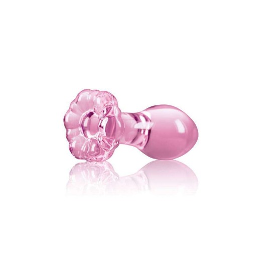Γυάλινη Σφήνα Με Λουλούδι - Crystal Flower Butt Plug Pink Sex Toys 