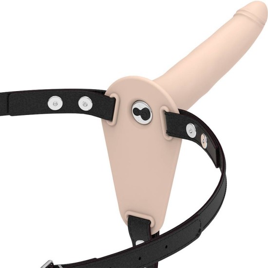 Δονούμενο Πέος Με Ζώνη - Silicone Vibrating Strap On Beige 15cm Sex Toys 