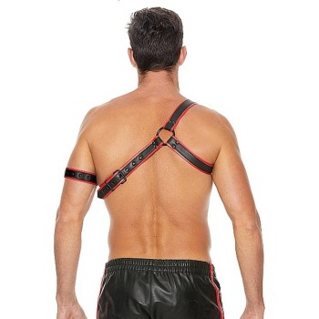 Ανδρικά Δερμάτινα Λουριά Ένδυσης - Gladiator Harness With Arm Band Red