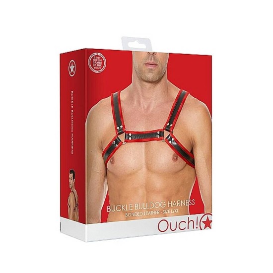 Buckle Bulldog Harness Red Erotic Lingerie 