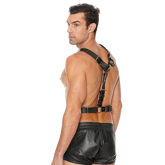 Δερμάτινο Harness Με Αλυσίδα - Twisted Bit Black Leather Harness Ερωτικά Εσώρουχα 