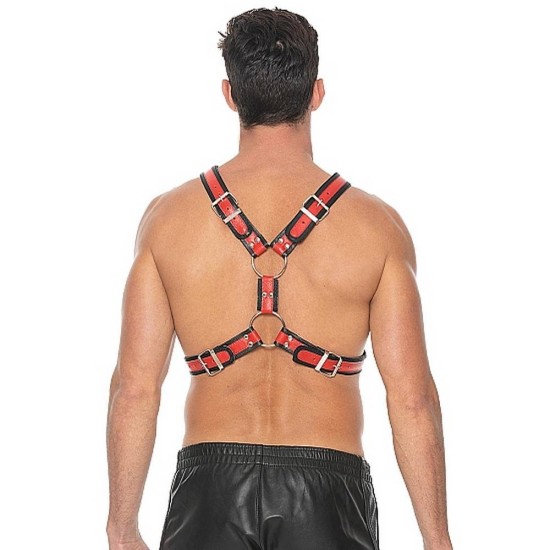 Δερμάτινα Φετιχιστικά Λουριά - Scottish Harness With O Rings Red Ερωτικά Εσώρουχα 