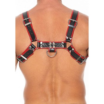 Chest Bulldog Leather Harness Red