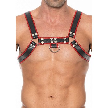 Chest Bulldog Leather Harness Red