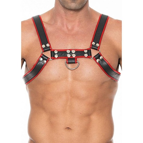 Chest Bulldog Leather Harness Red Erotic Lingerie 