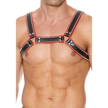 Z Series Chest Bulldog Leather Harness Red