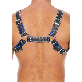 Z Series Chest Bulldog Leather Harness Blue