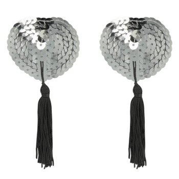 Nipple Covers With Tassels Silver