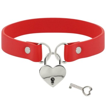 Hand Crafted Chocker With Padlock Red