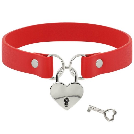 Hand Crafted Chocker With Padlock Red Fetish Toys 